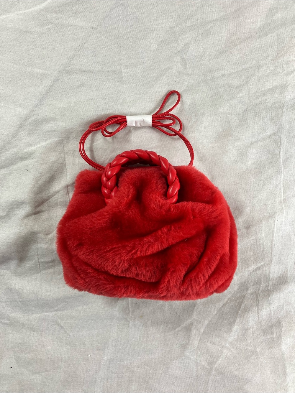 Hereu Red Shearling Bombon Crossbody Bag